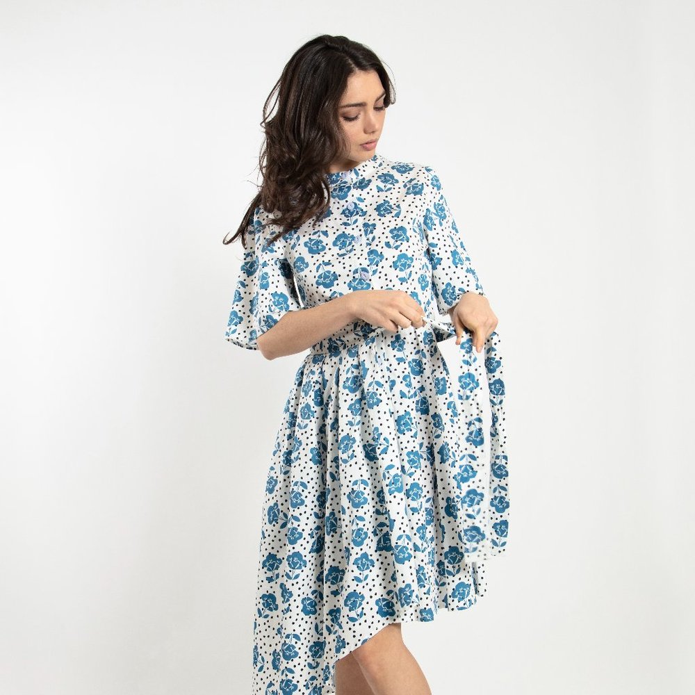 Floral Printed Asymmetrical Dress (Dot & Stripe)